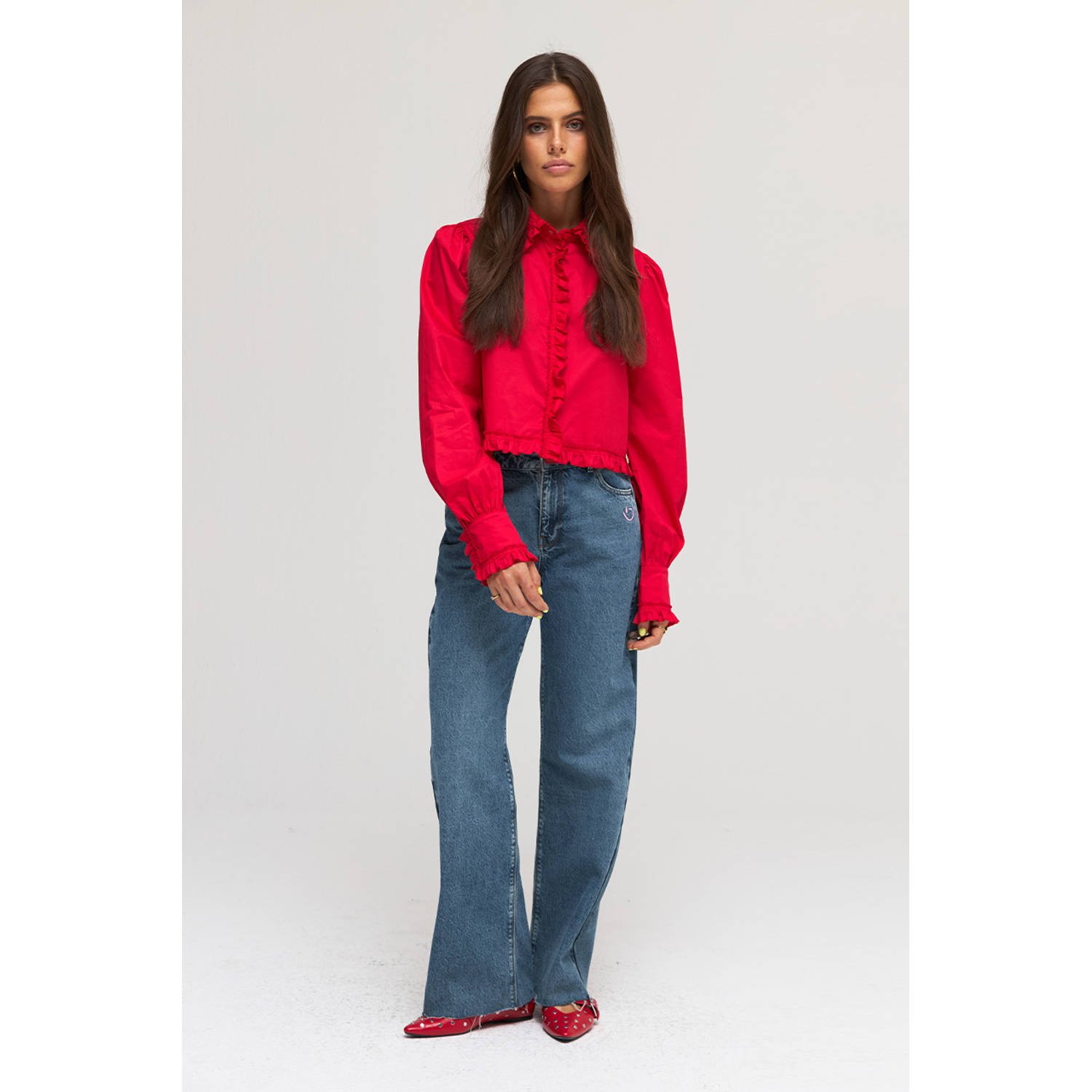 Harper & Yve Ellie Lange Mouw Blouse Red Dames
