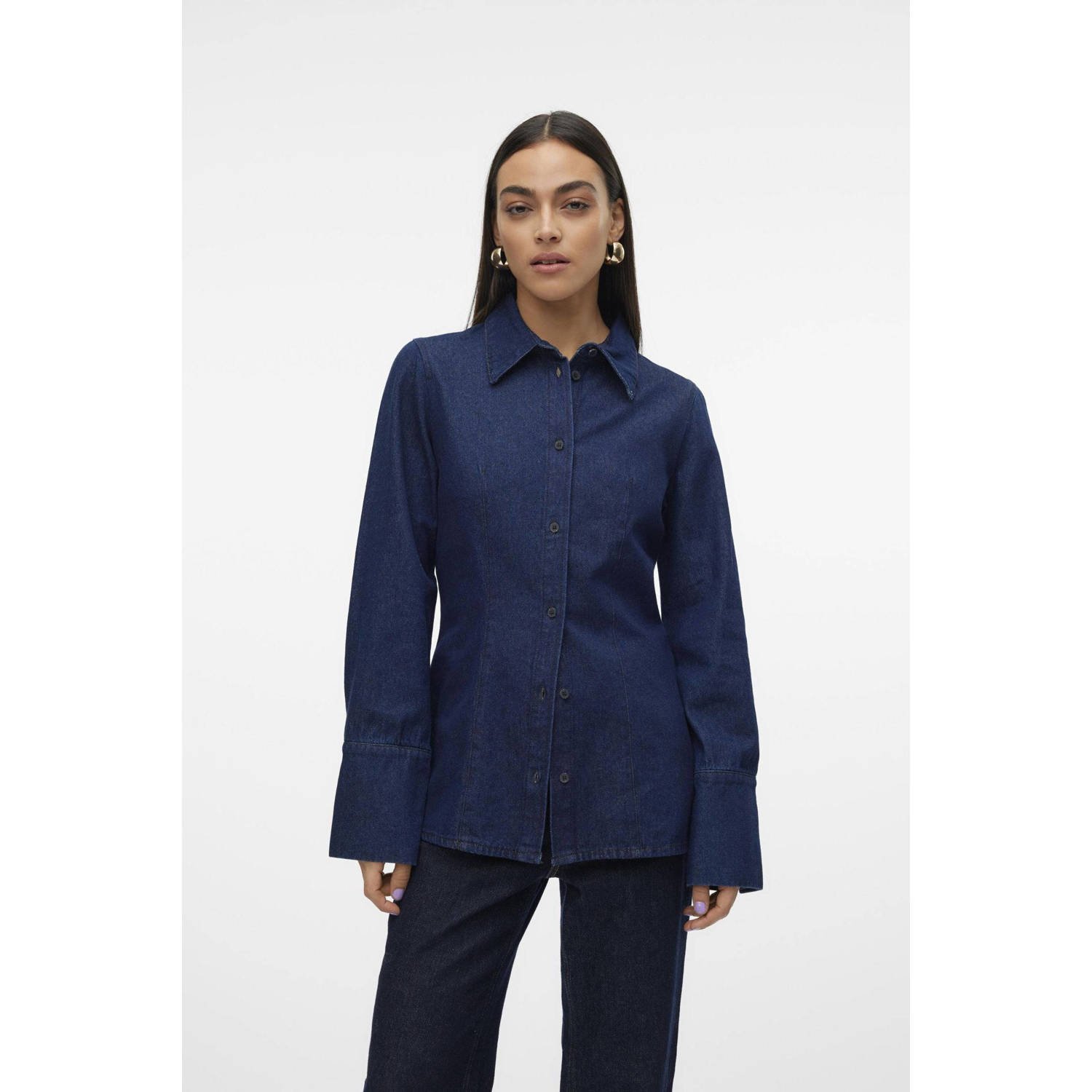 VERO MODA Bruna Bear denim blouse VMTINLEY medium blue denim