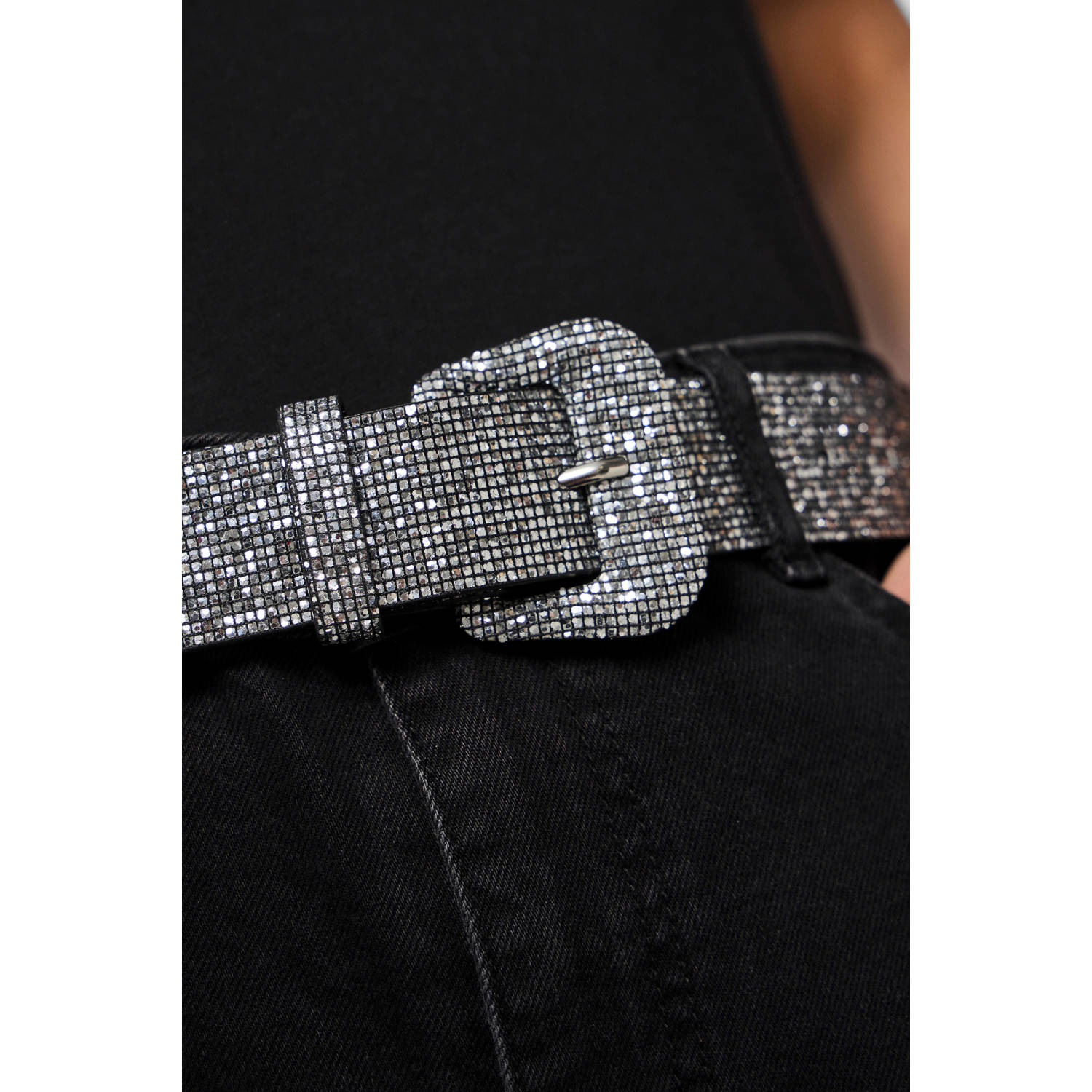 PIECES riem met glitters PCRIMMI zilverkleurig