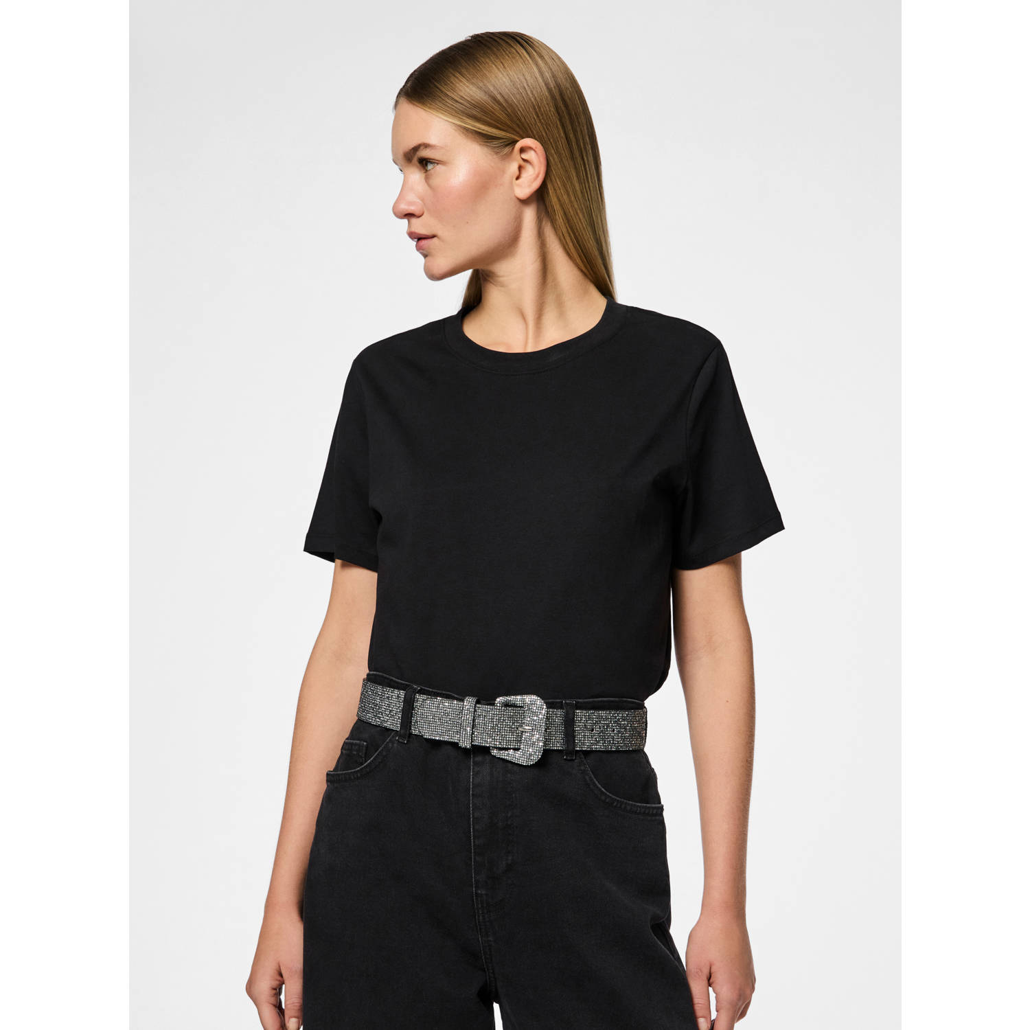 PIECES riem met glitters PCRIMMI zilverkleurig