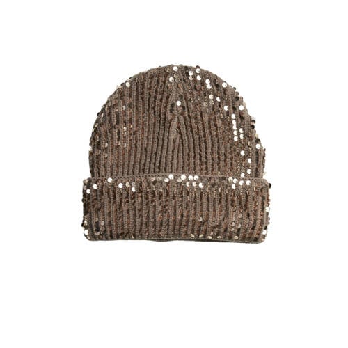 PIECES muts met pailletten PCSOPOA bruin afbeelding