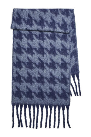 sjaal met franjes PCRONI blauw