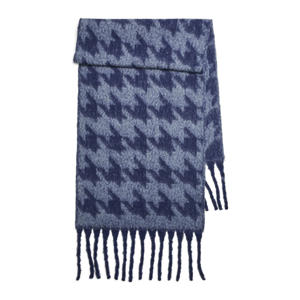 sjaal met franjes PCRONI blauw