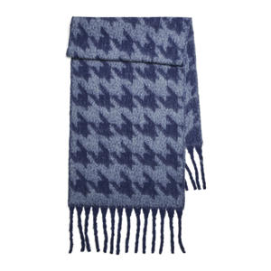 sjaal met franjes PCRONI blauw
