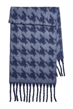 sjaal met franjes PCRONI blauw