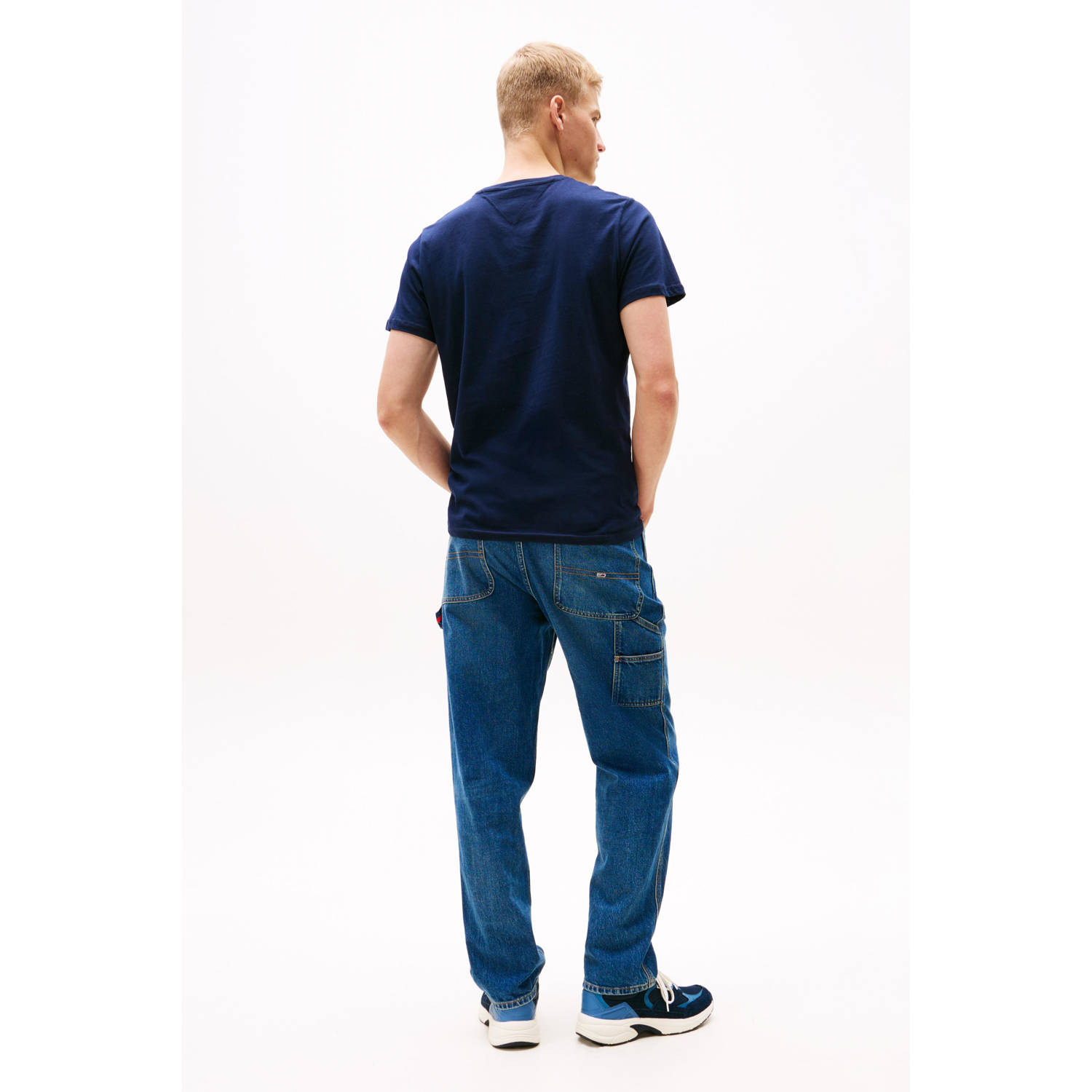 Tommy Jeans slim fit T-shirt ESSENTIAL FLAG donkerblauw