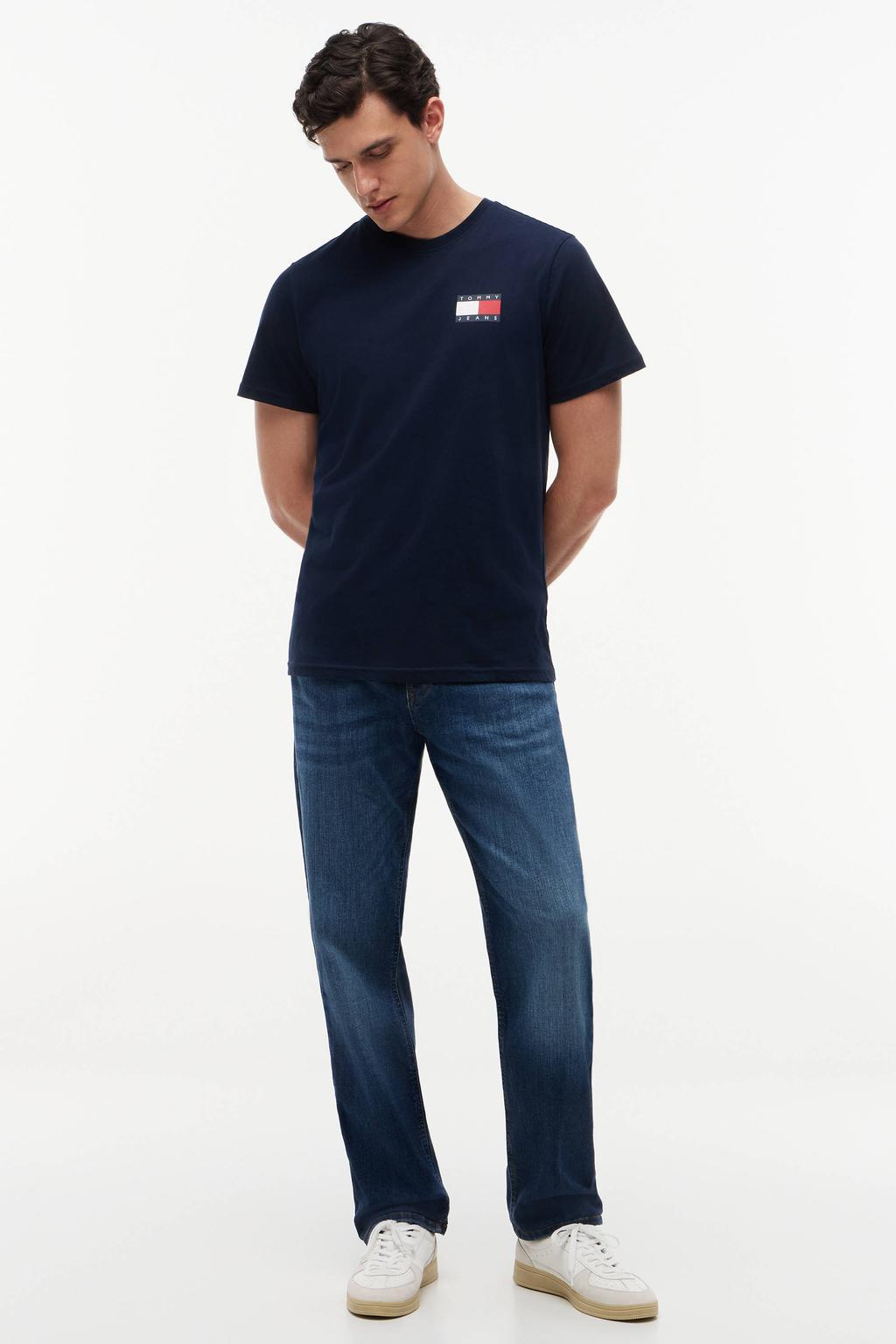 Tommy Jeans slim fit T-shirt ESSENTIAL FLAG donkerblauw