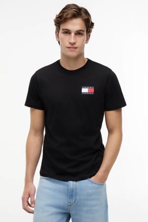 slim fit T-shirt ESSENTIAL FLAG zwart