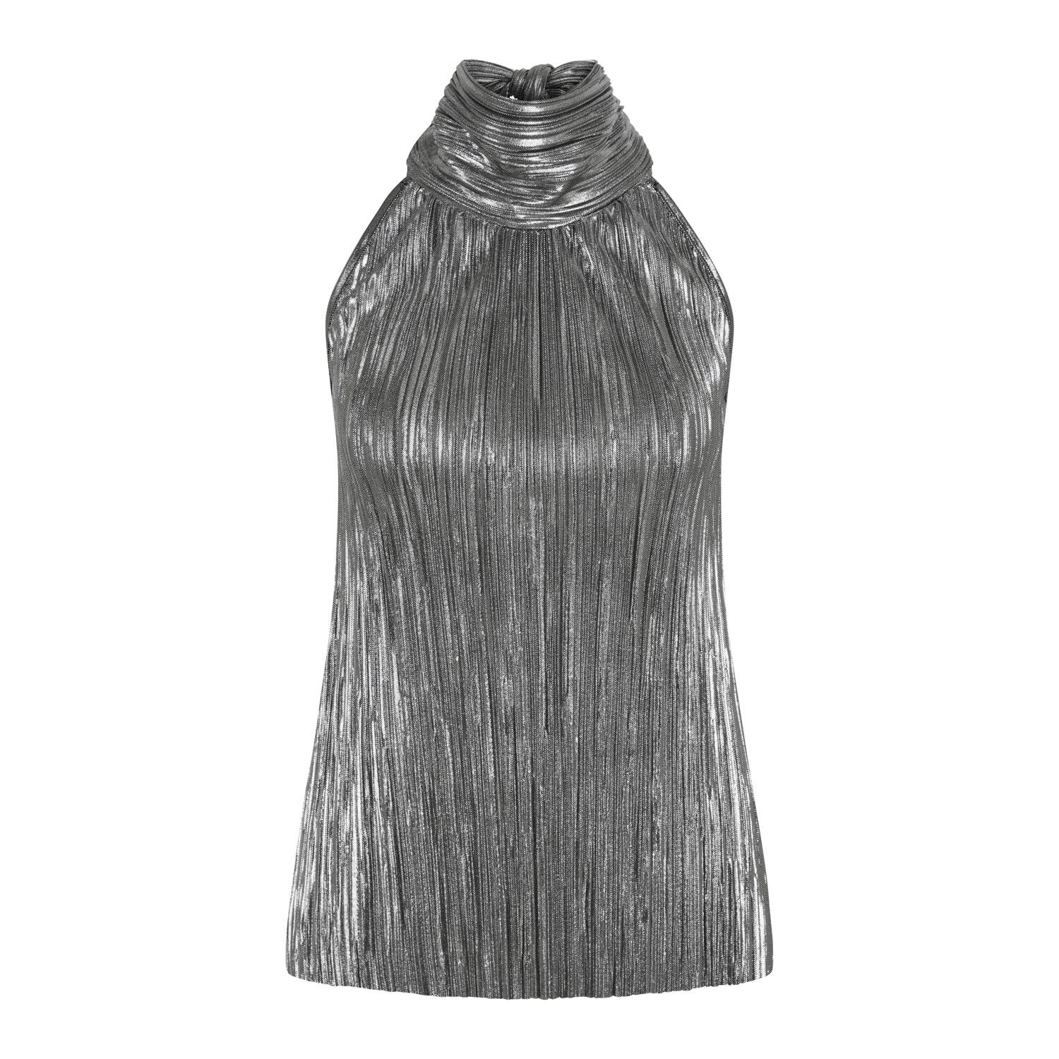 Bruuns Bazaar Glanzende Halternek Top Zwart Zilver Beige Dames
