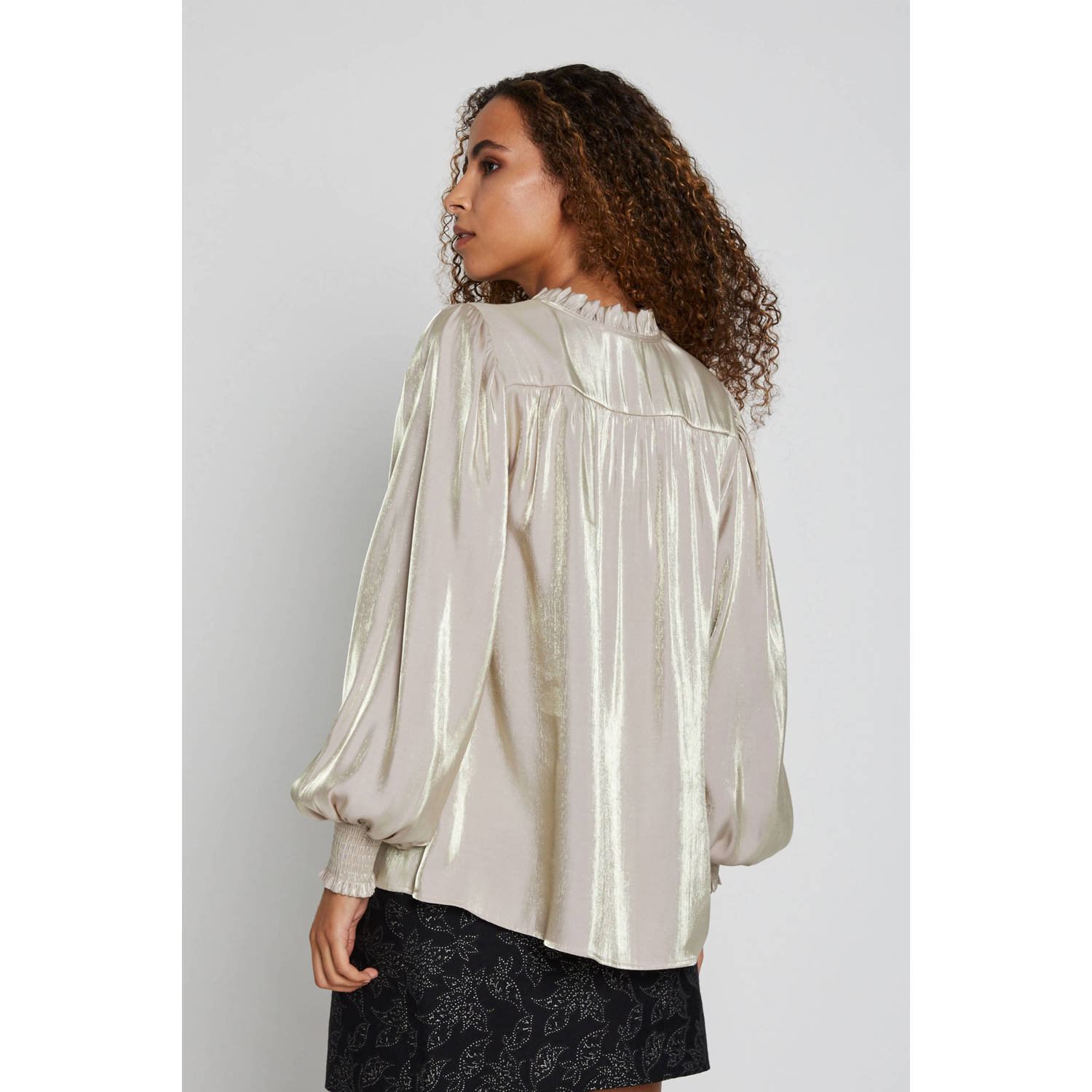 Bruuns Bazaar Goud Zand Pofmouw Shirt Beige Dames