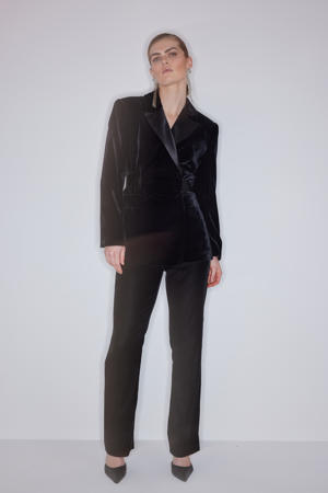 high waist straight fit broek zwart