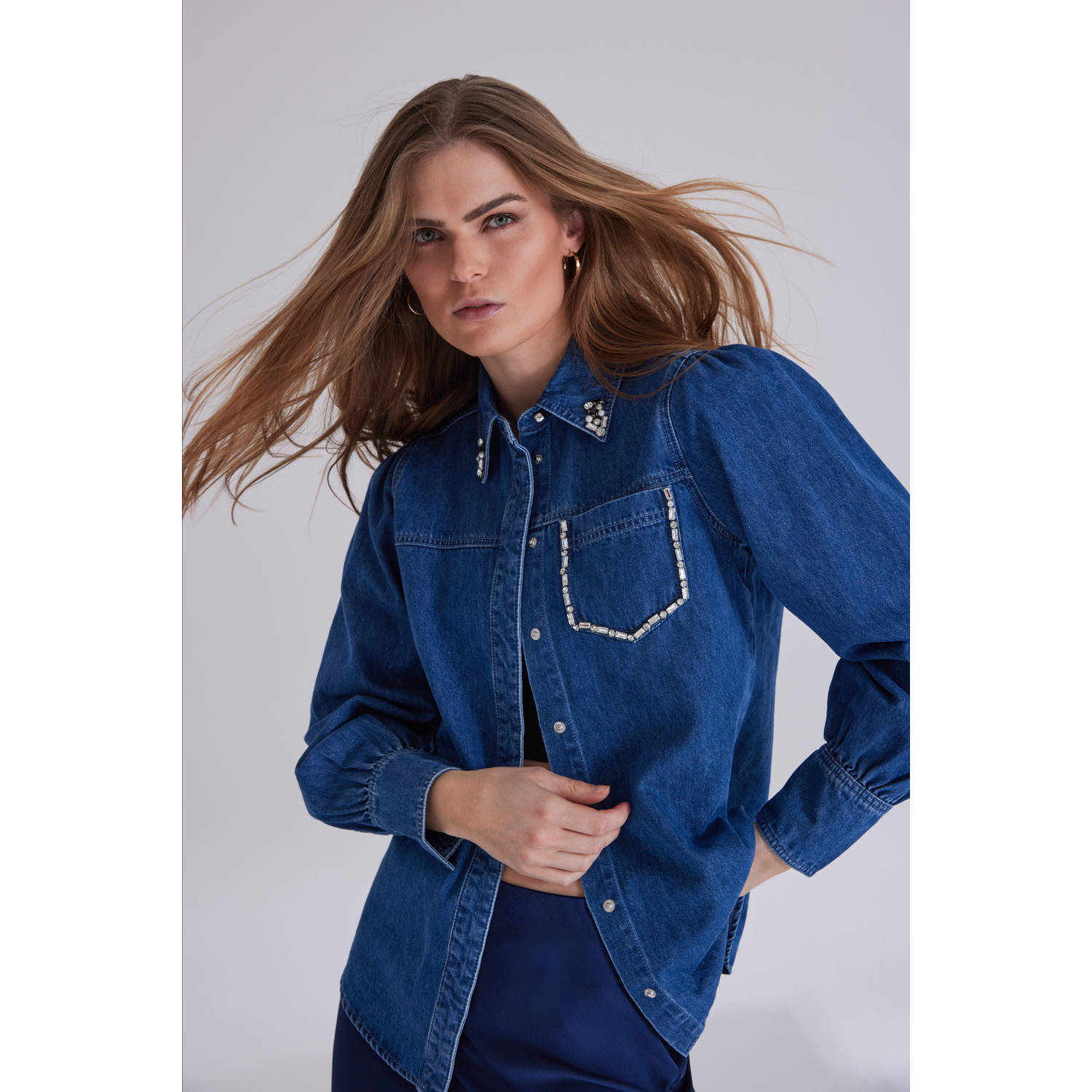 Bruuns Bazaar Donkerblauw Denim Shirt Blue Dames