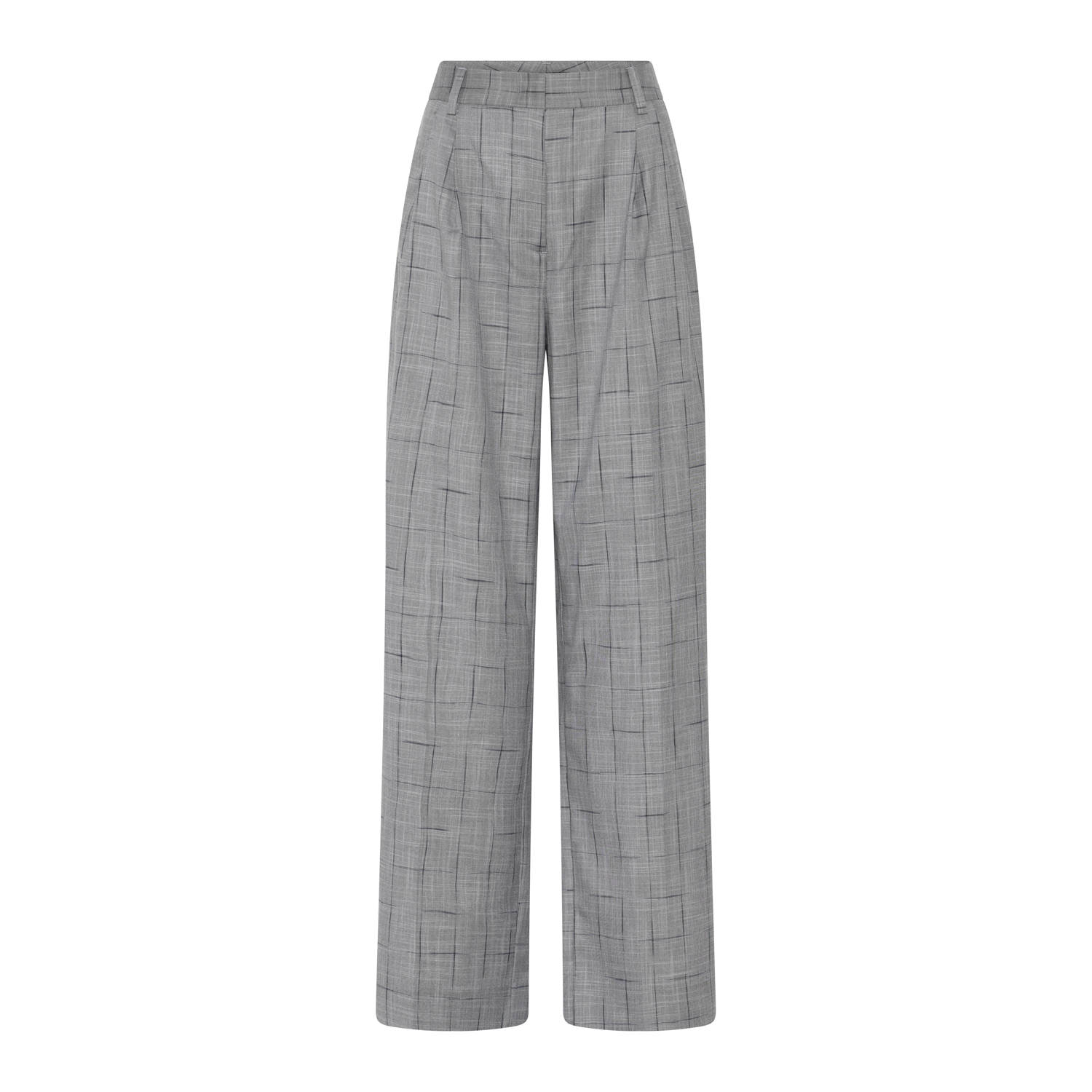 Bruuns Bazaar Grijze Geruite Losse Fit Broek Gray Dames