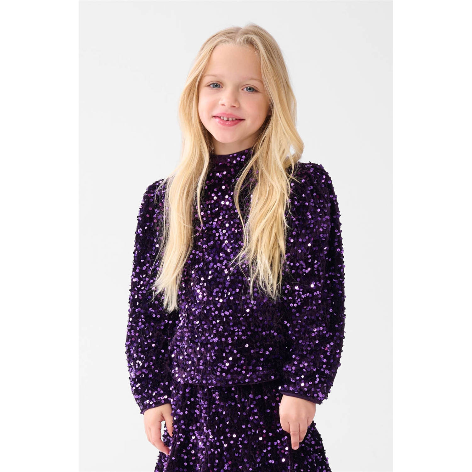 Shoeby glitter top paars met pailletten