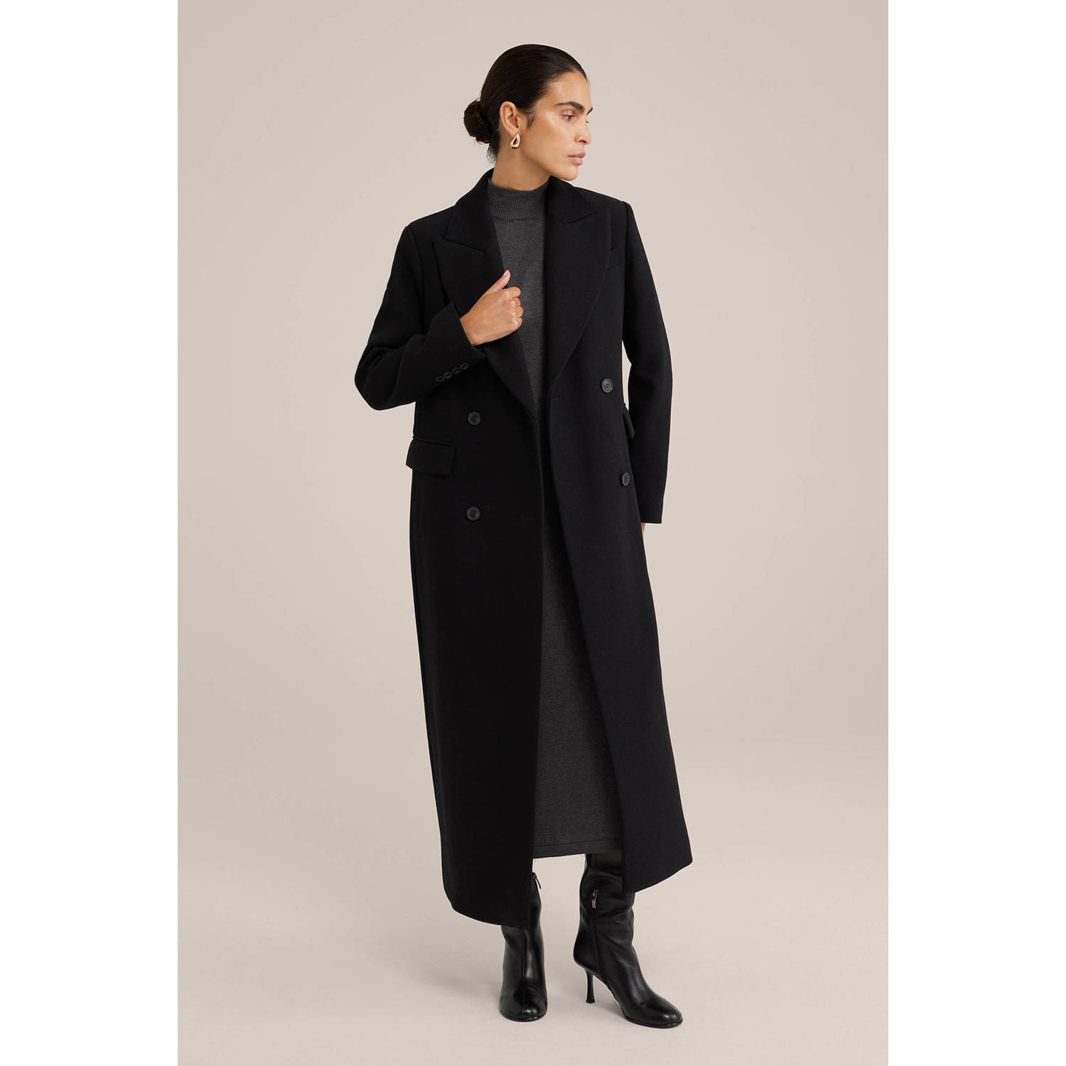 WE Fashion WE STUDIO jas met wol zwart