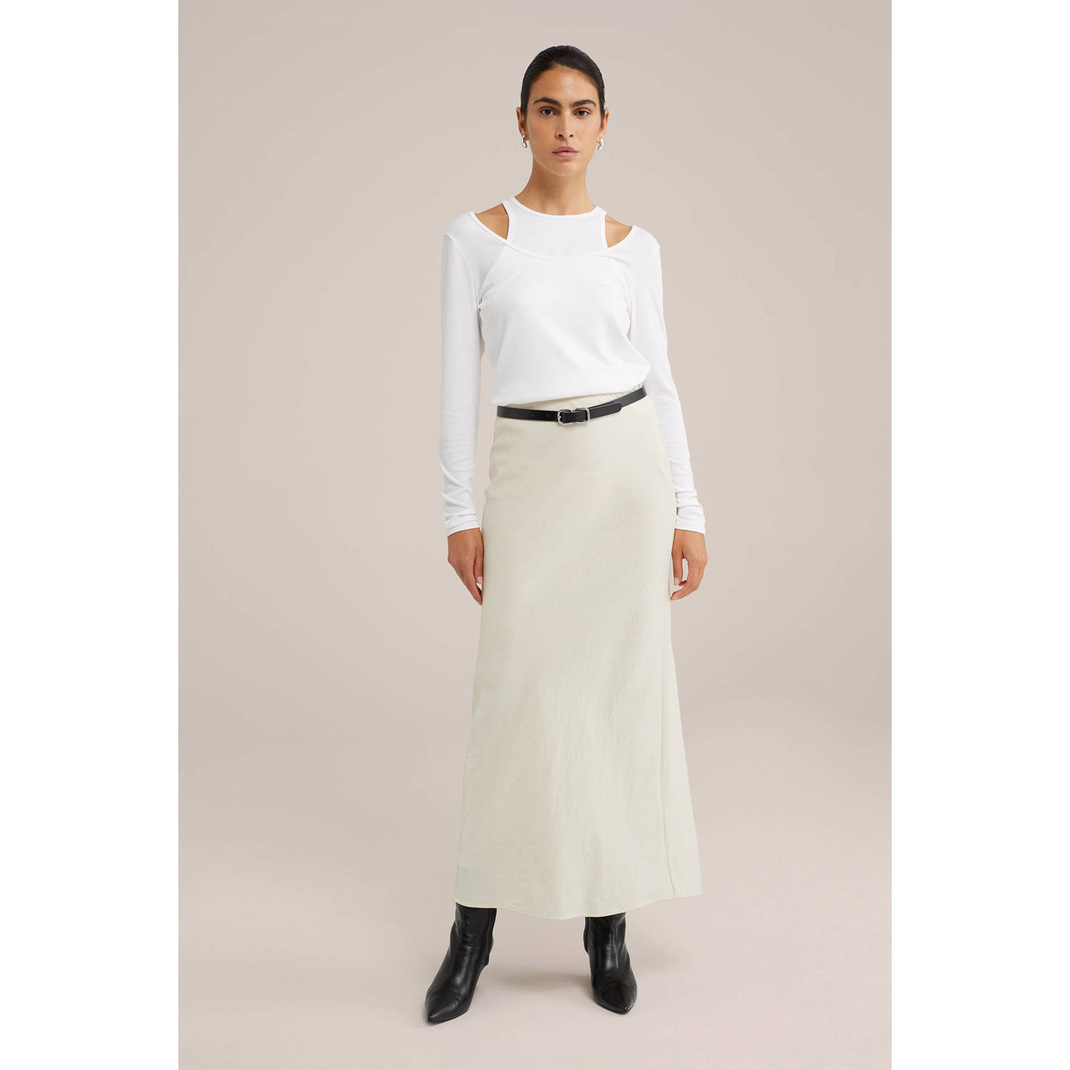 WE Fashion WE STUDIO fijngebreide top snow white