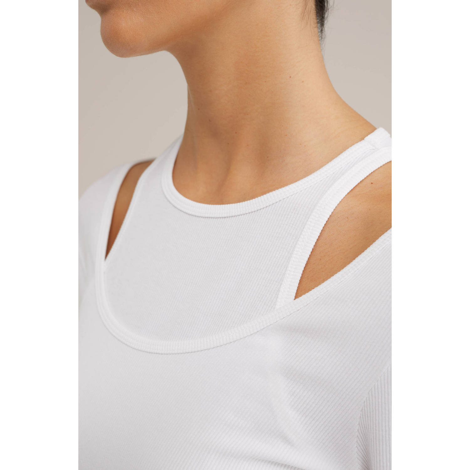WE Fashion WE STUDIO fijngebreide top snow white