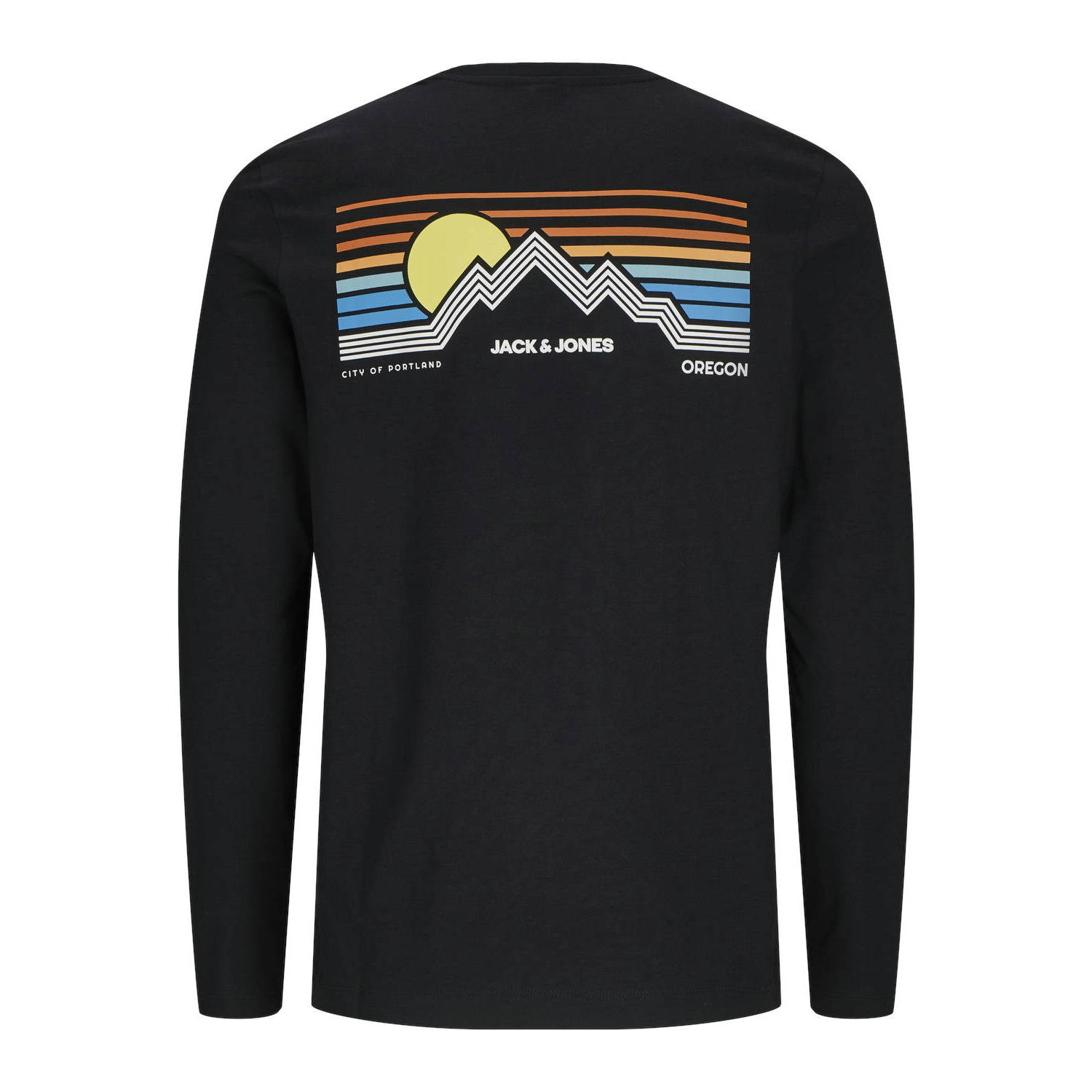 JACK & JONES ORIGINALS T-shirt JOREXPLORER met backprint zwart