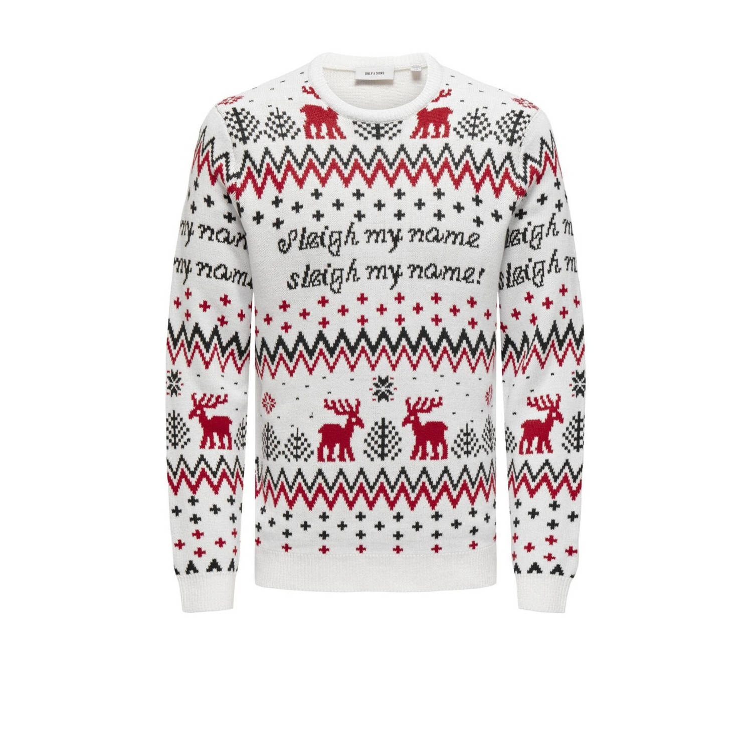 ONLY & SONS kersttrui wit