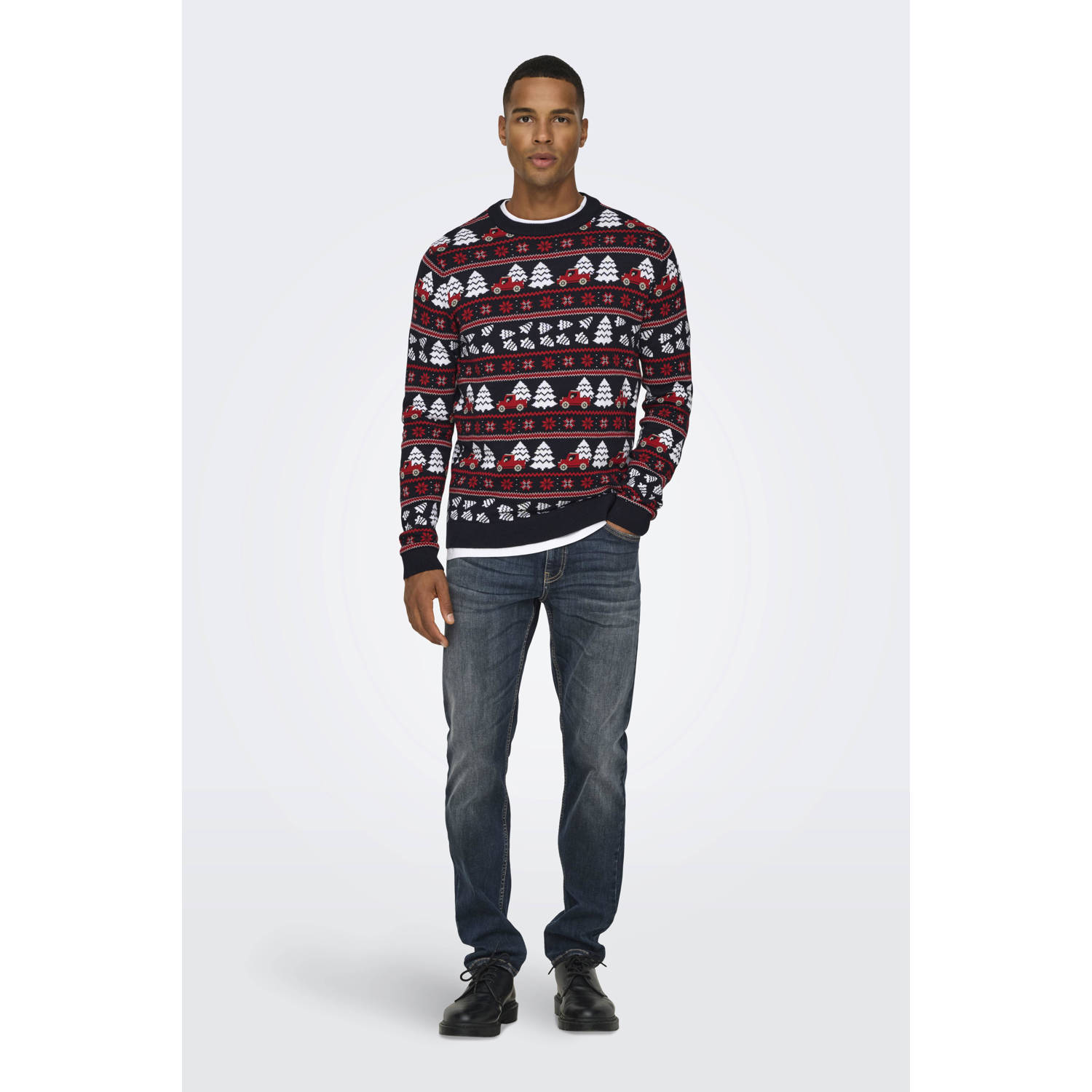 ONLY & SONS kersttrui donkerblauw
