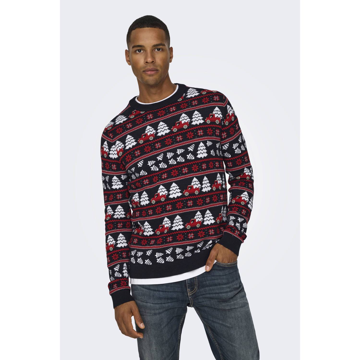ONLY & SONS kersttrui donkerblauw