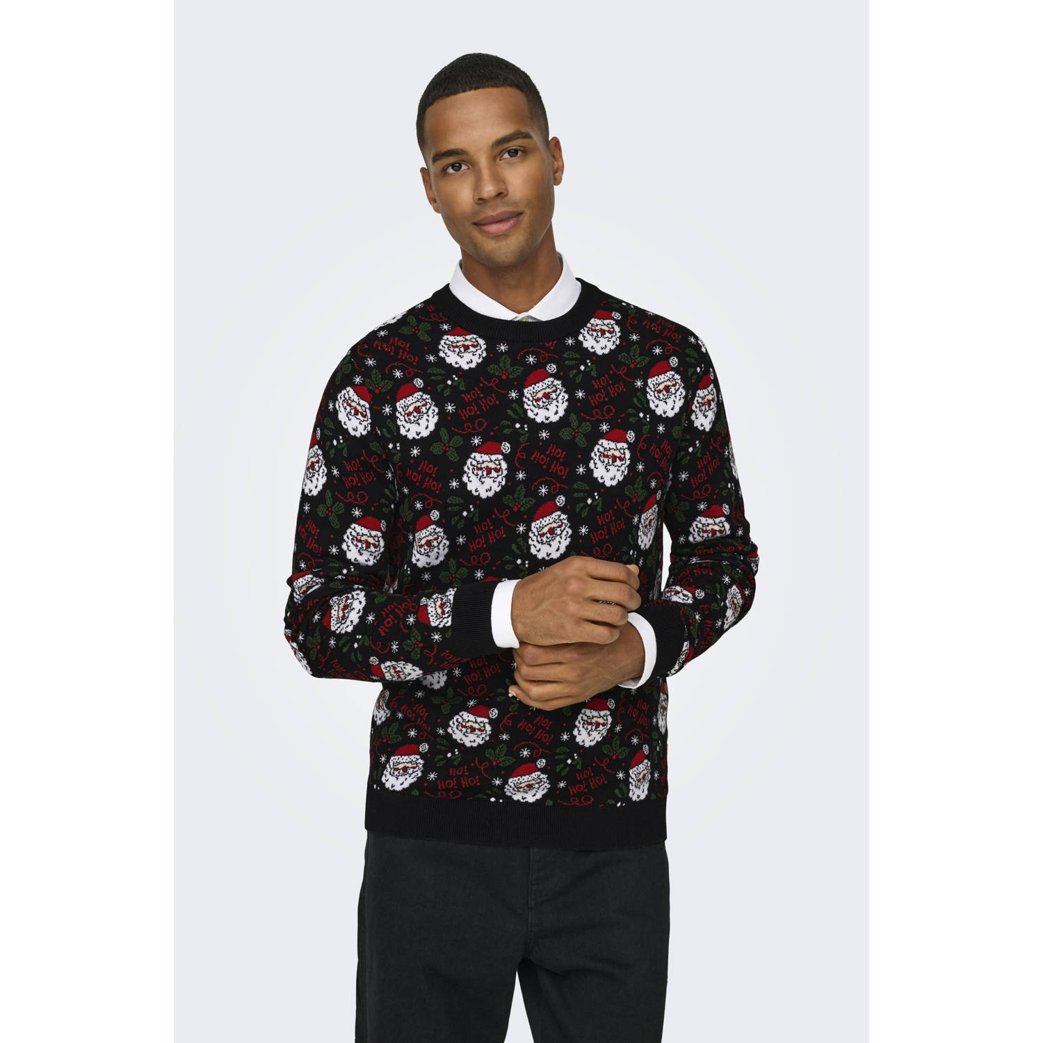 ONLY & SONS kersttrui zwart