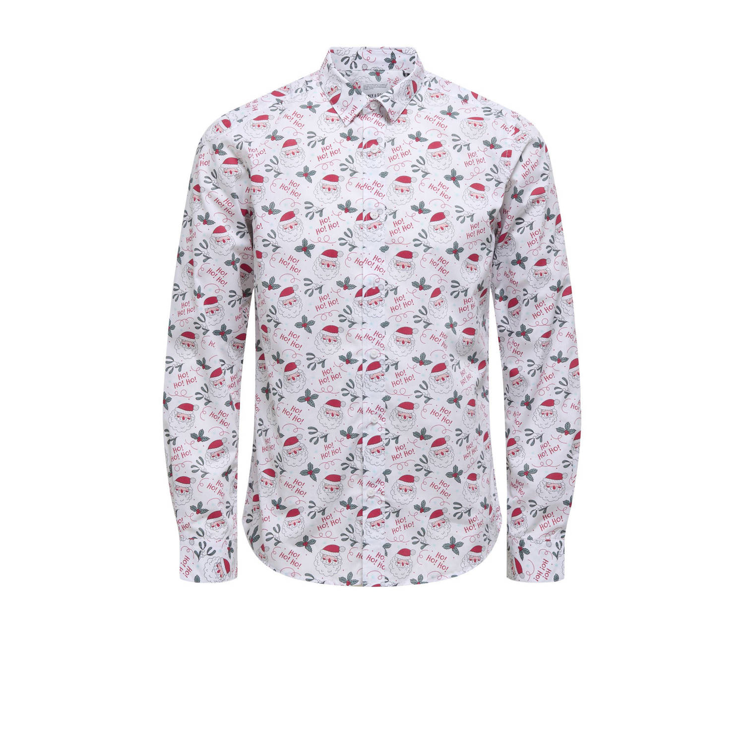 ONLY & SONS overhemd ONSALF XMAS met all over print wit
