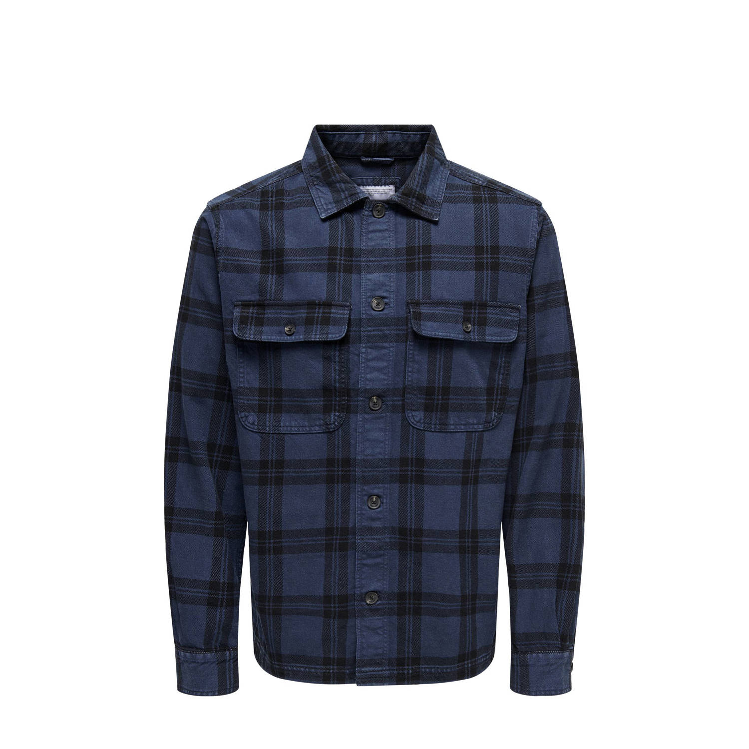 ONLY & SONS geruit overhemd ONSOLIVER donkerblauw