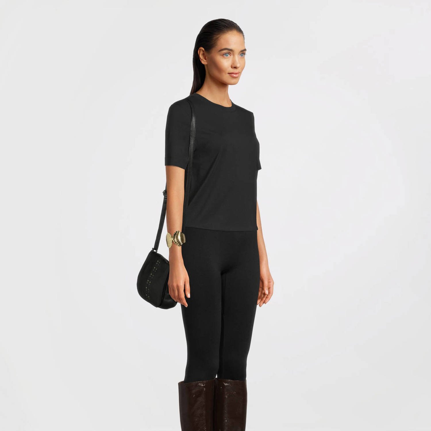 BURKELY leren crossbody tas met studs zwart