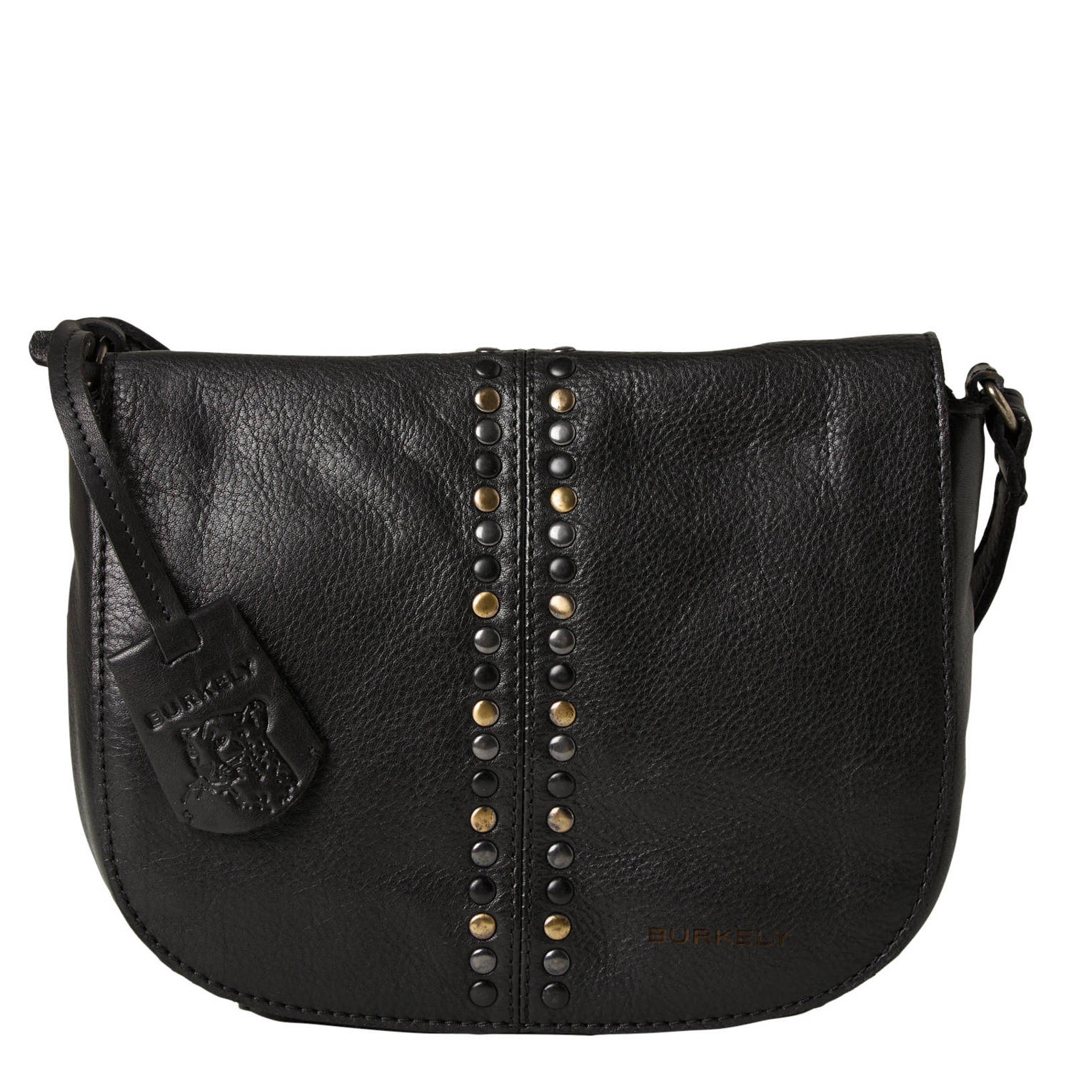 BURKELY leren crossbody tas met studs zwart