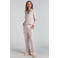 Hunkemöller flanellen pyjamabroek roze/wit