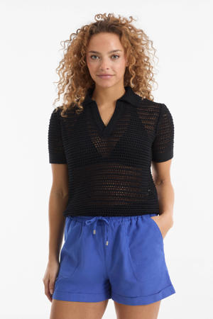korte broek met linnen blauw