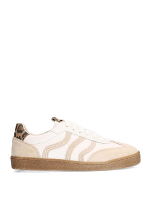 leren sneakers wit/beige