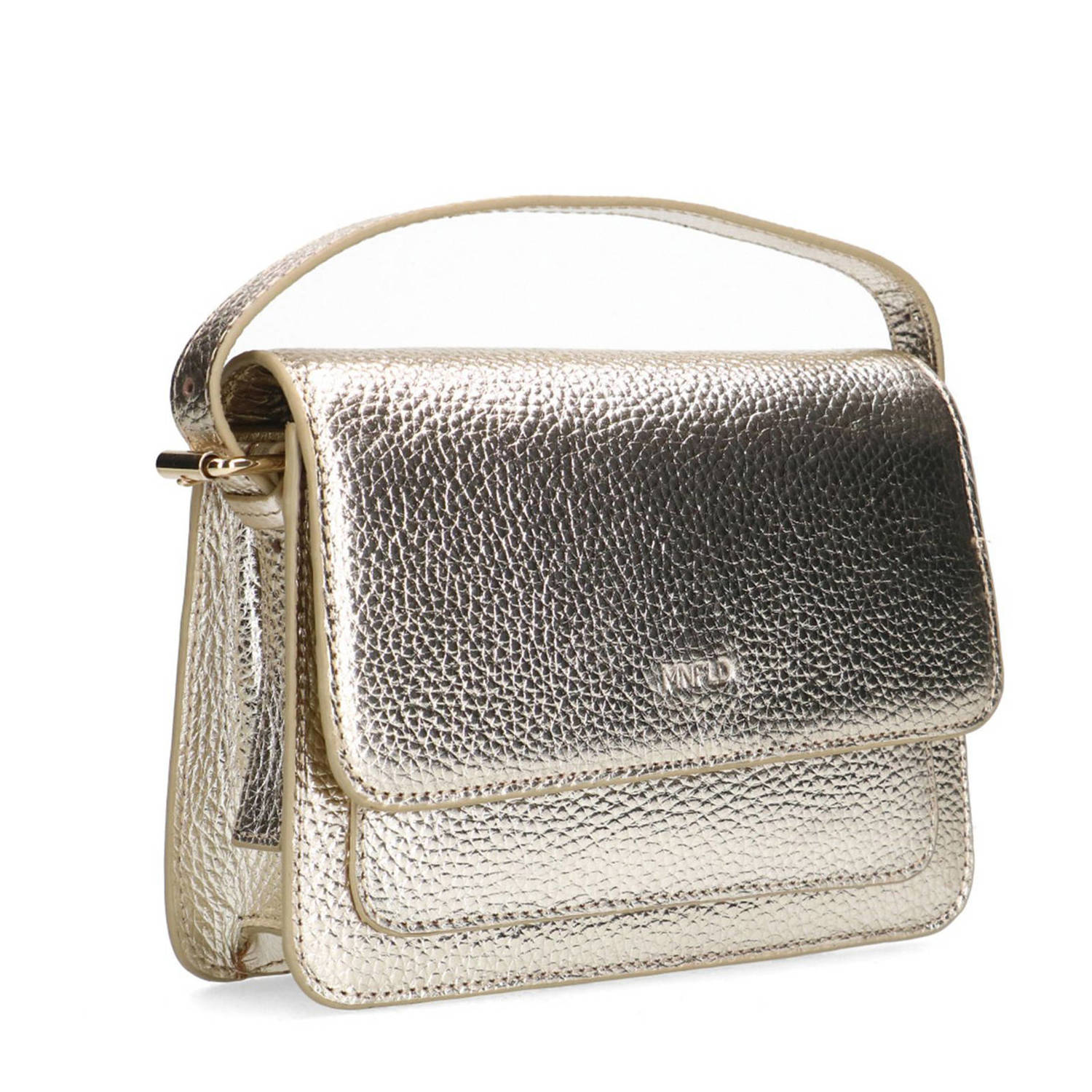 Manfield leren crossbody tas goudkleurig