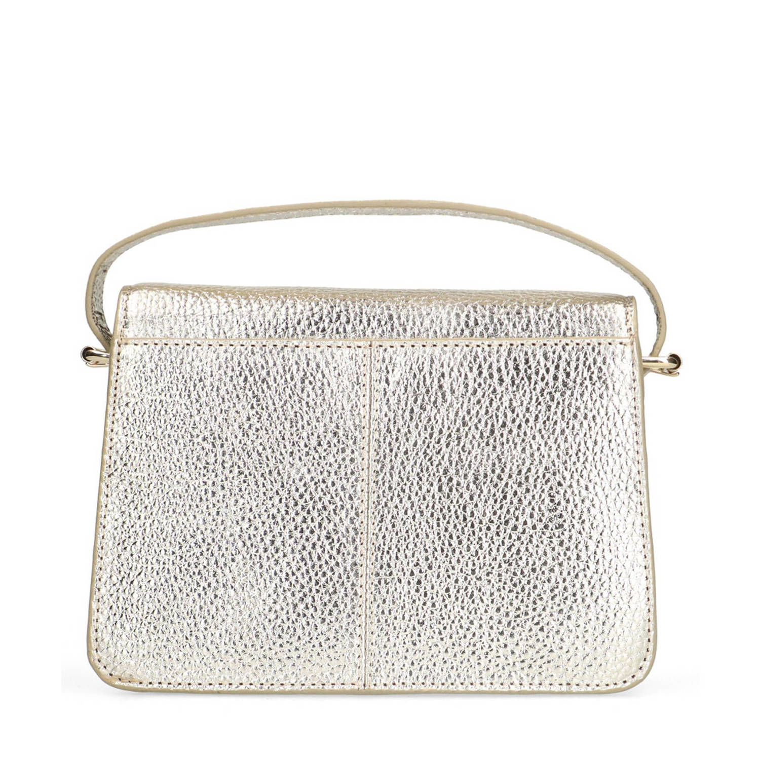 Manfield leren crossbody tas goudkleurig