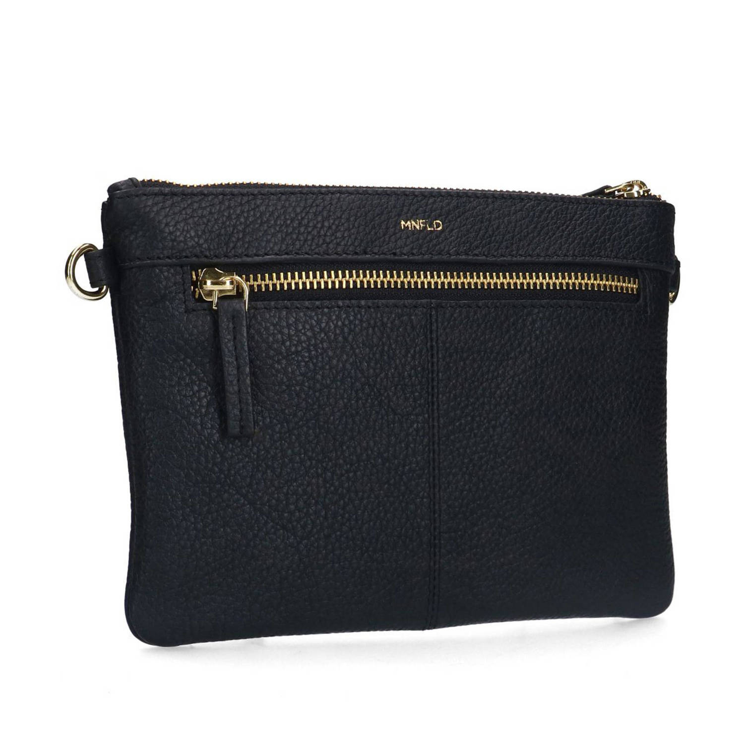 Manfield leren crossbody tas zwart