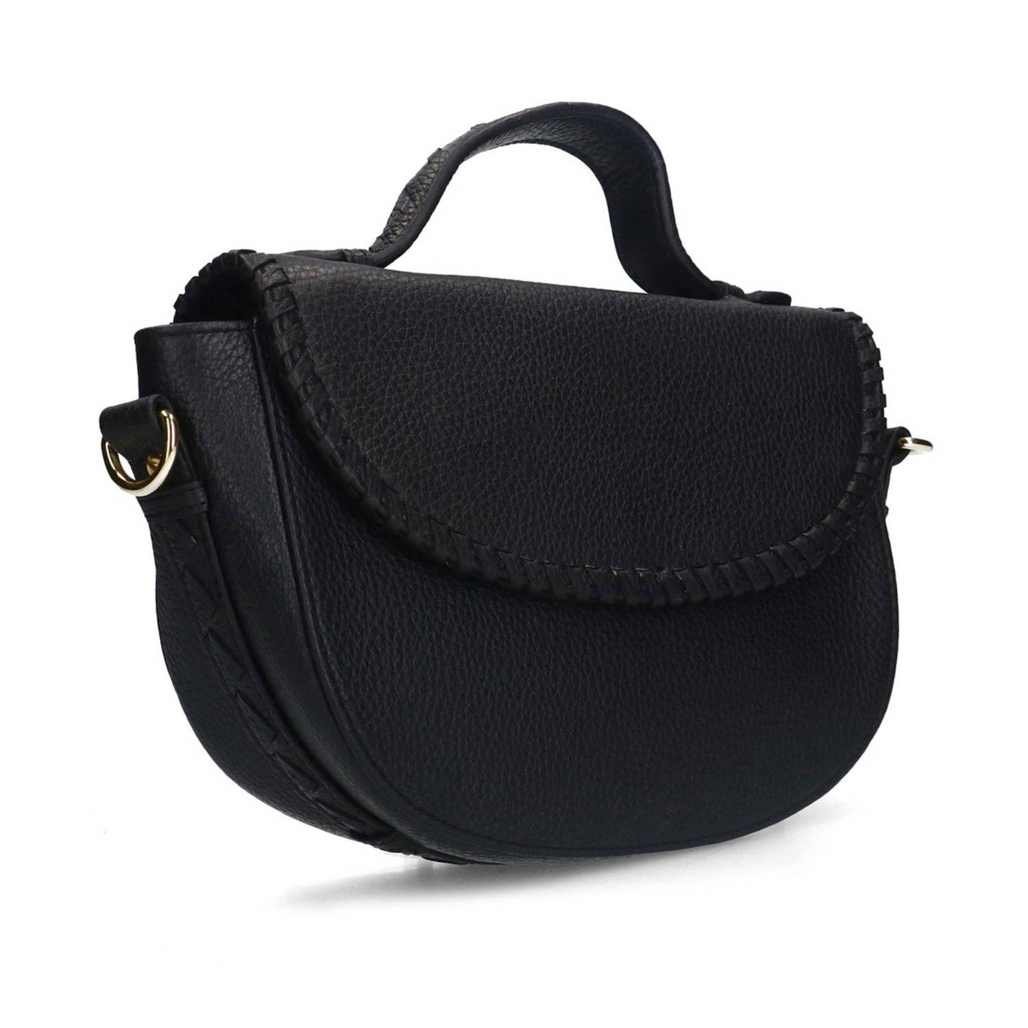Manfield leren crossbody tas zwart