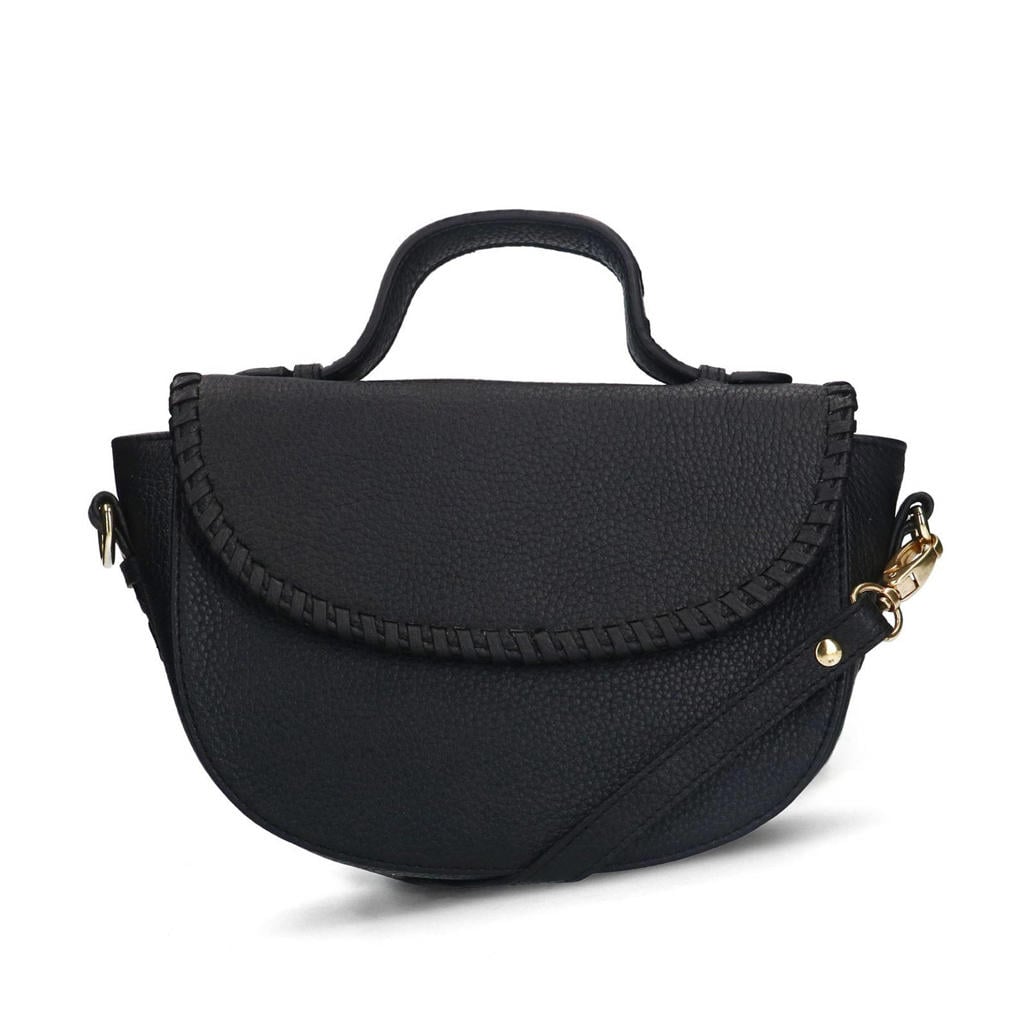 Manfield leren crossbody tas zwart