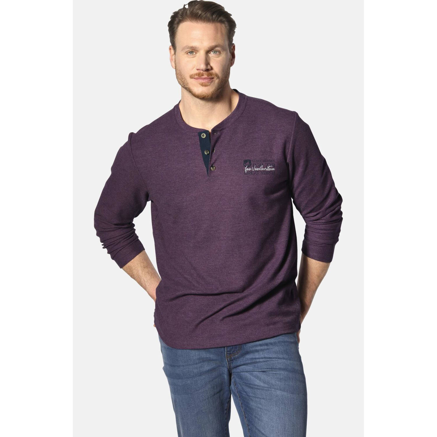 Jan Vanderstorm longsleeve IVOR Plus Size met printopdruk en textuur