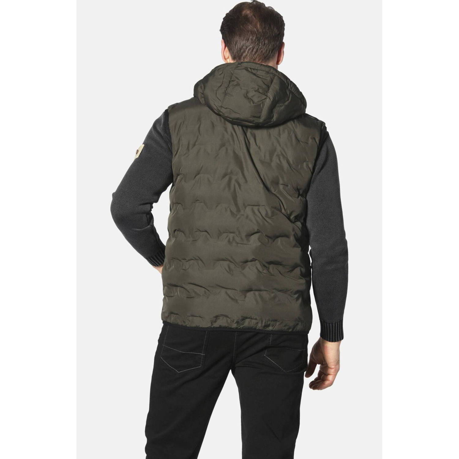 Jan Vanderstorm bodywarmer ERKULF Plus Size met printopdruk olijfgroen