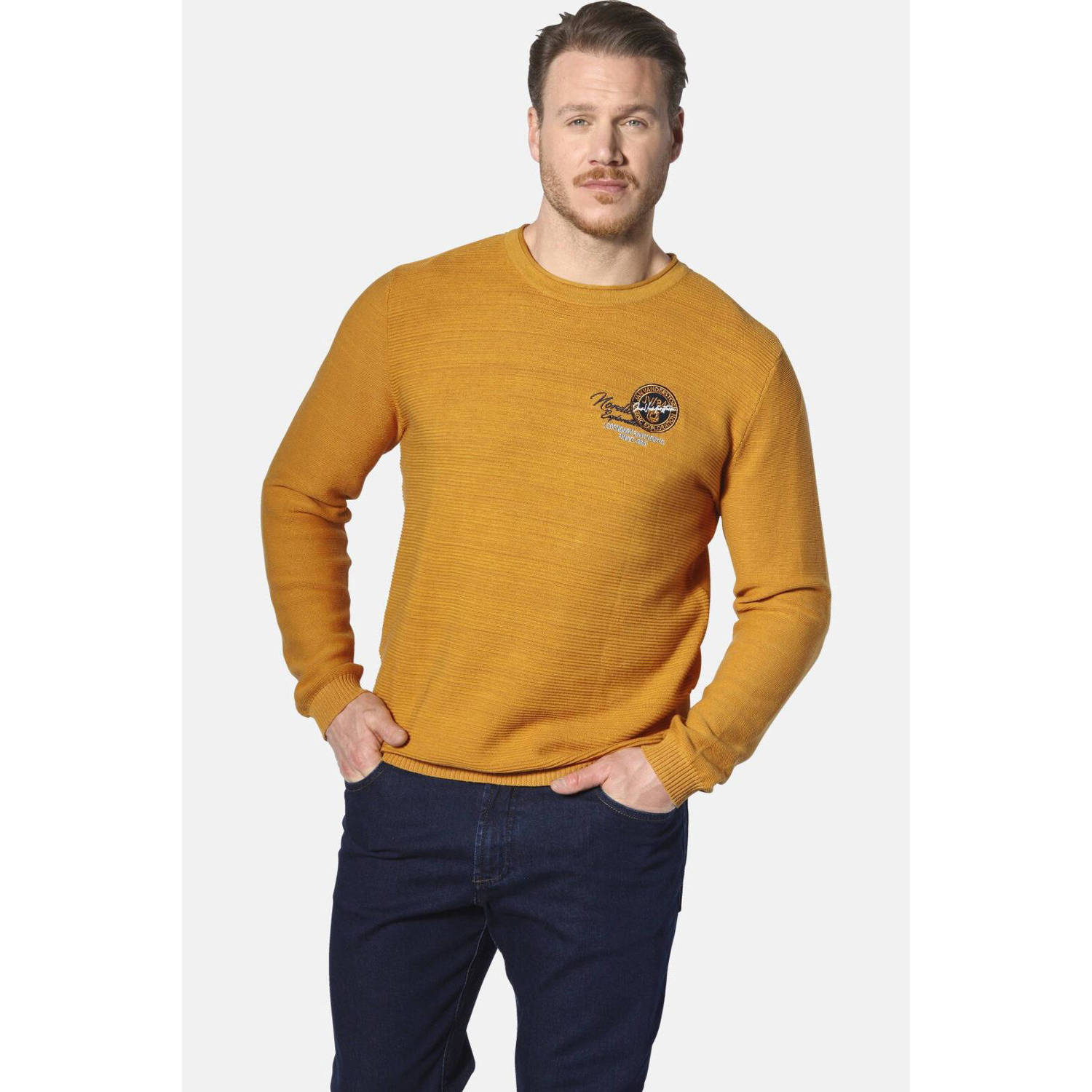 Jan Vanderstorm +FIT Collectie gebreide trui TRYGVE Plus Size geel