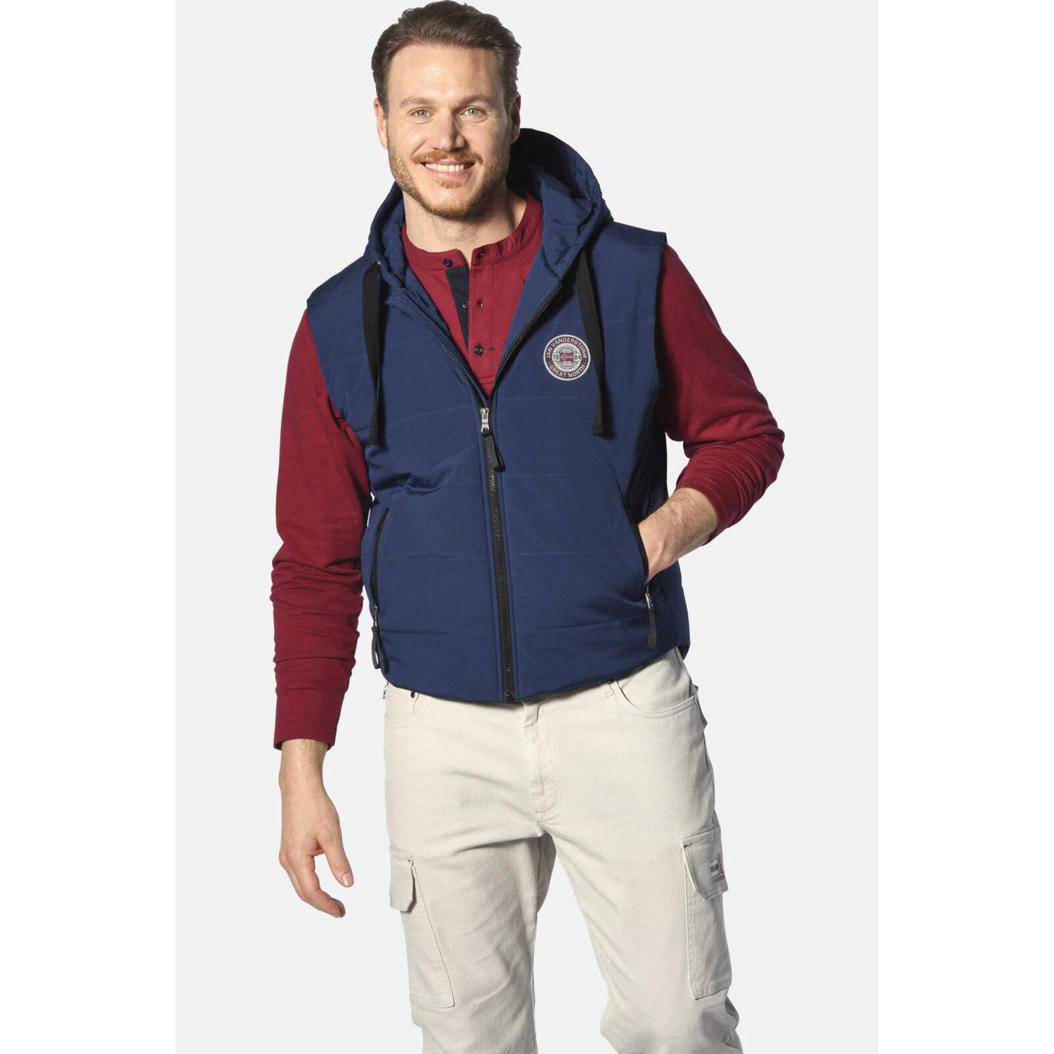 Jan Vanderstorm bodywarmer OSRAR Plus Size met printopdruk blauw