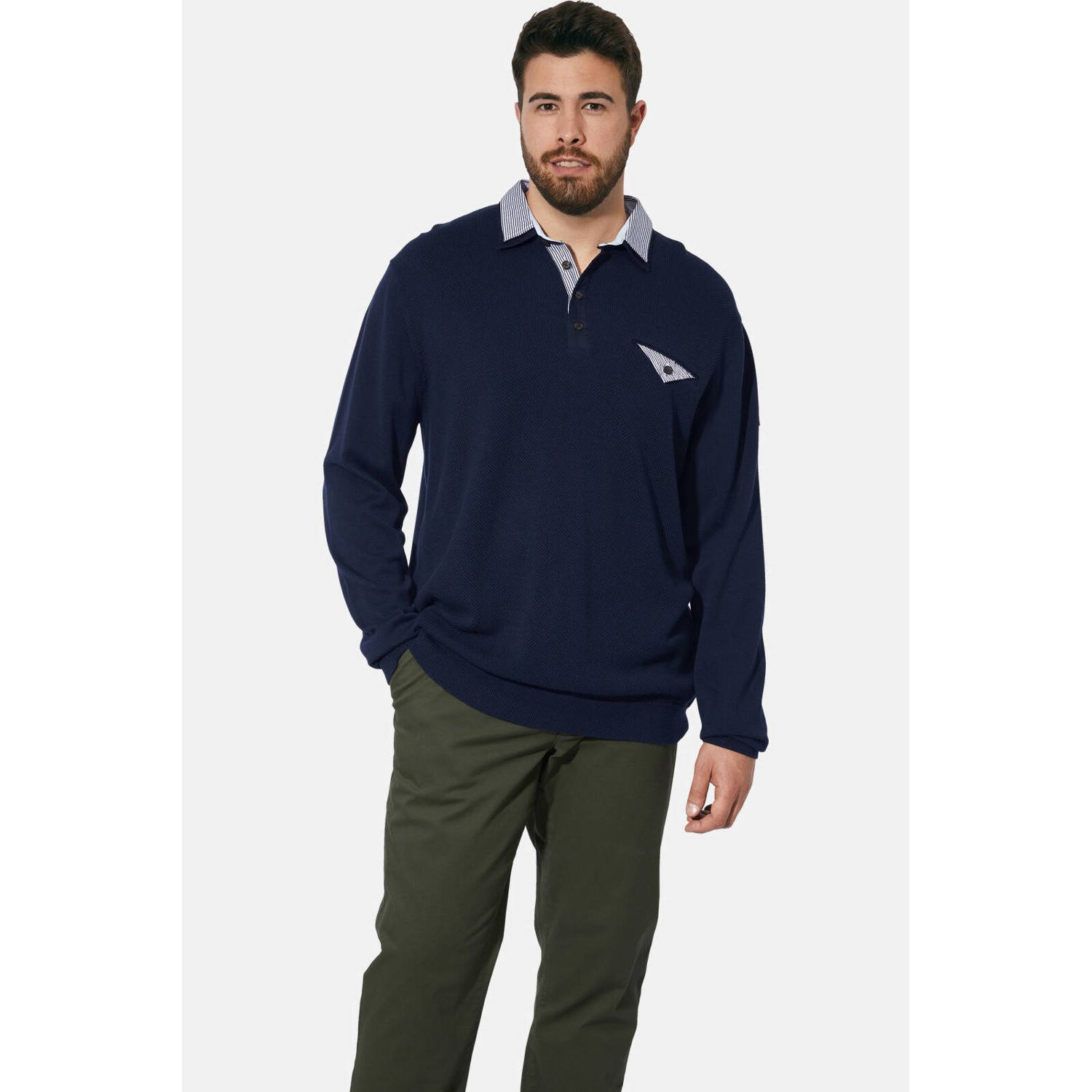 Charles Colby trui EARL QUINVINE fijn gebreid Plus Size donkerblauw