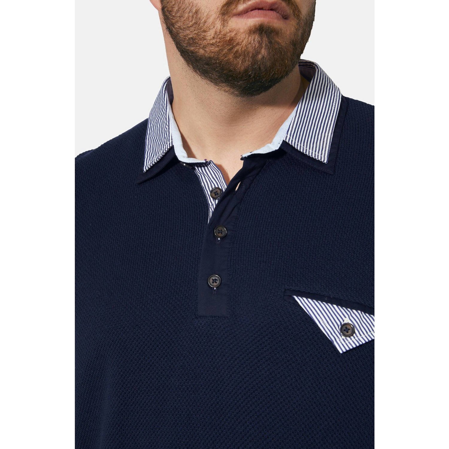 Charles Colby trui EARL QUINVINE fijn gebreid Plus Size donkerblauw