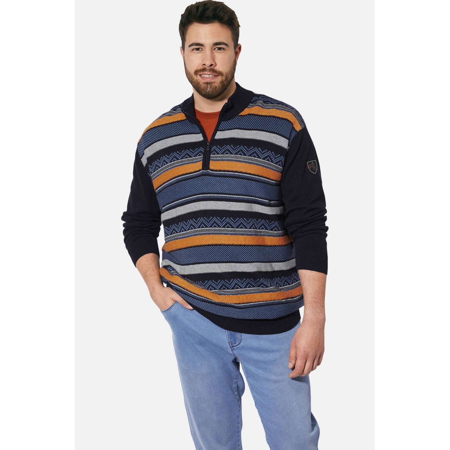 Charles Colby +FIT Collectie gebreide trui EARL LEANDOW Plu Size donkerblauw