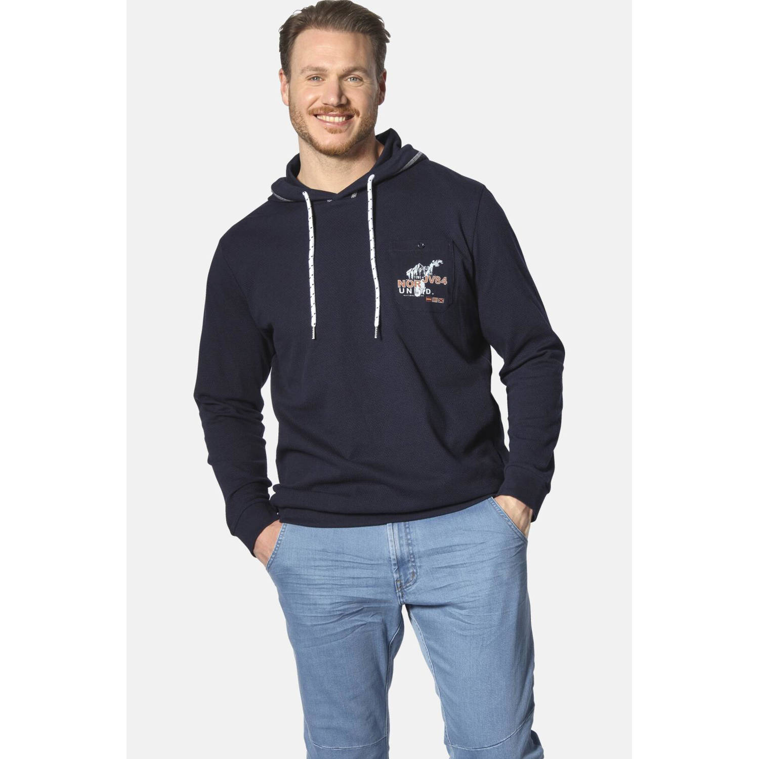 Jan Vanderstorm +FIT Collectie hoodie ADITH Plus Size donkerblauw