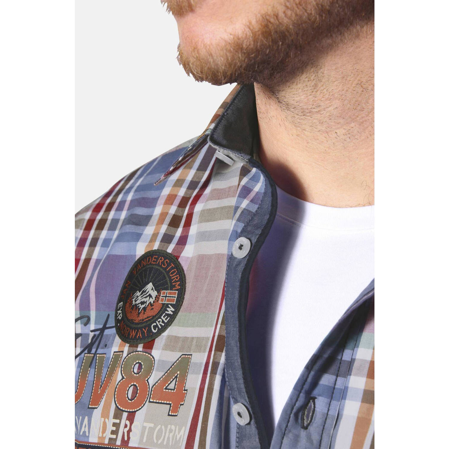 Jan Vanderstorm casual overhemd blauw