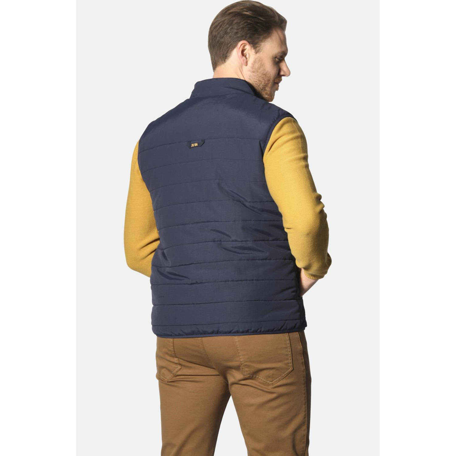 Jan Vanderstorm bodywarmer ULOF Plus Size met printopdruk en borduursels donkerblauw