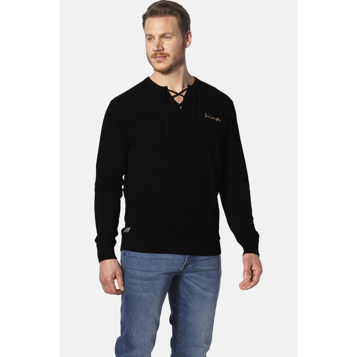 Jan Vanderstorm +FIT Collectie gebreide trui ANDGAR Plus Size zwart