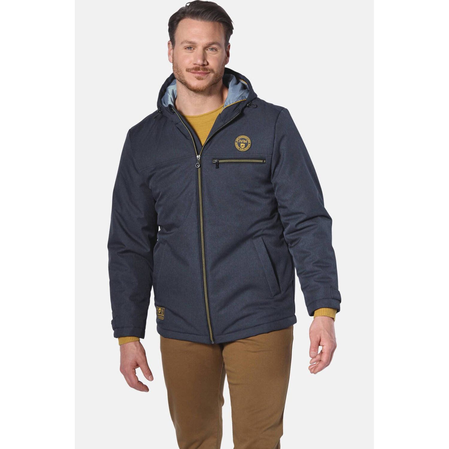 Jan Vanderstorm jas RODBRECHT Plus Size met logo donkerblauw